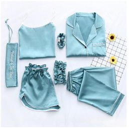 舒適與性感的完美融合 冰絲家居服七件套，打造居家精致生活